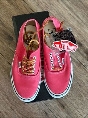 Vans Pink Canvas Low-Top Sneakers with Tan Laces